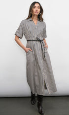 Vanisa Stripe Midi Shirt Dress
