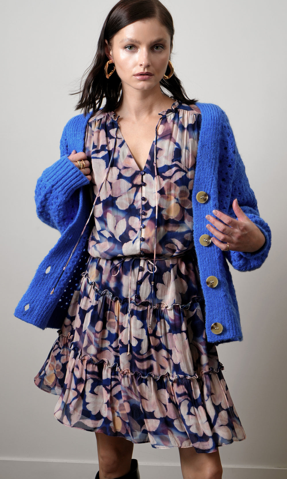 Hudson Oversized Crochet Knit Cardigan | Greylin Collection