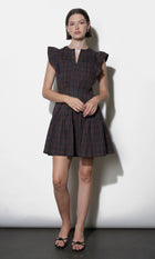 Marlo Plaid Ruffle Sleeve Mini Dress