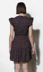 Marlo Plaid Ruffle Sleeve Mini Dress