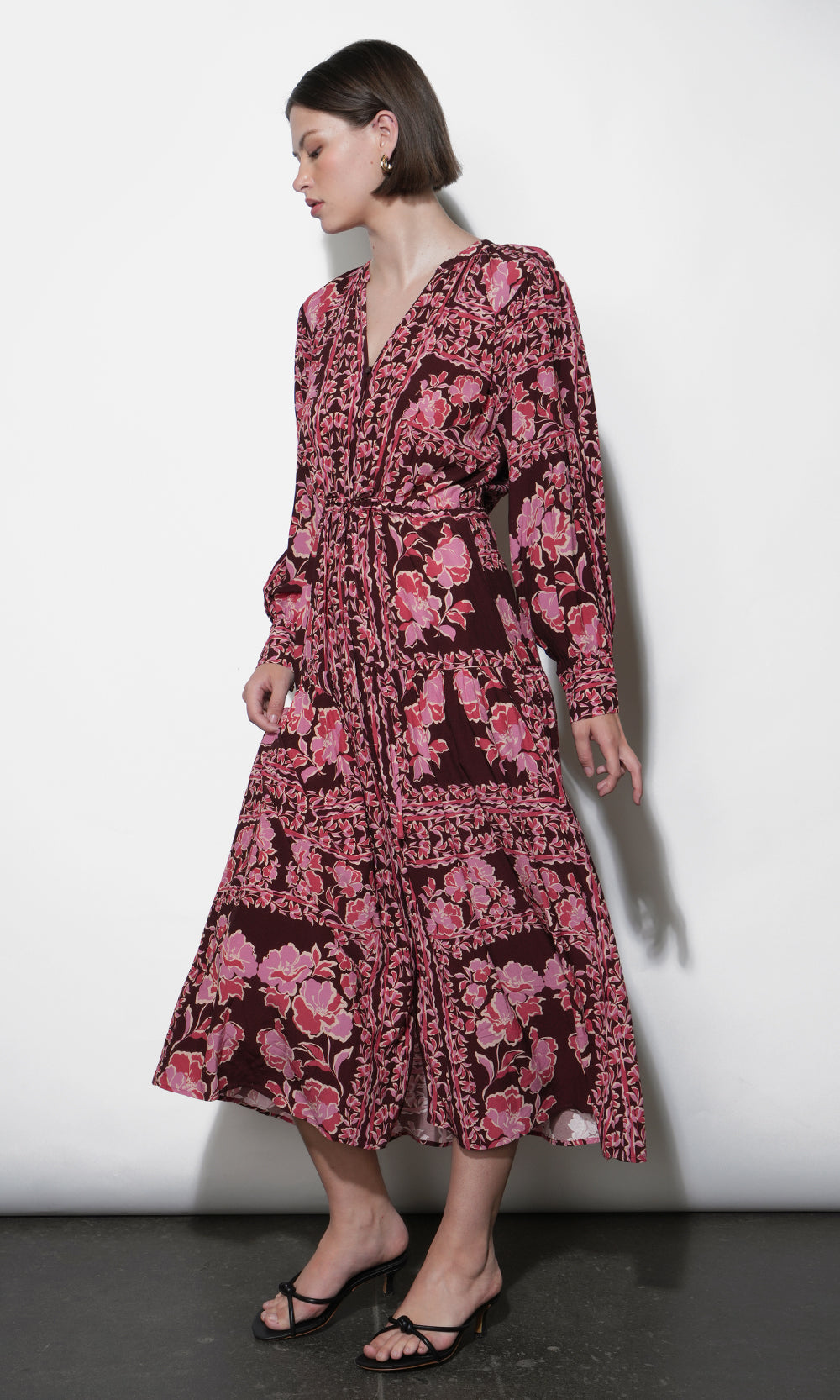 Petra Scarf Print Button Down Midi Dress