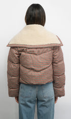 Sally Gingham Puffer w/ Shearling Collar