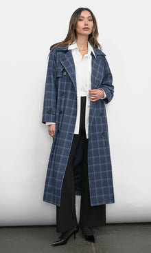 Glenn Oversized Plaid Trench Coat