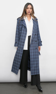 Glenn Oversized Plaid Trench Coat