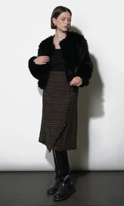 Brighton Asymmetric Plaid Fringe Skirt Midi Skirt