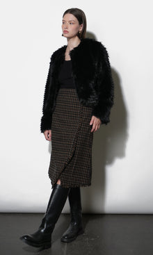 Brighton Asymmetric Plaid Fringe Skirt Midi Skirt