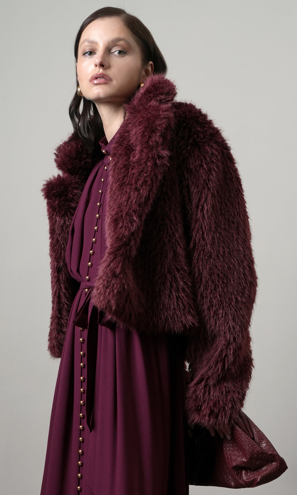 Maddox Shaggy Faux Fur Cropped Coat