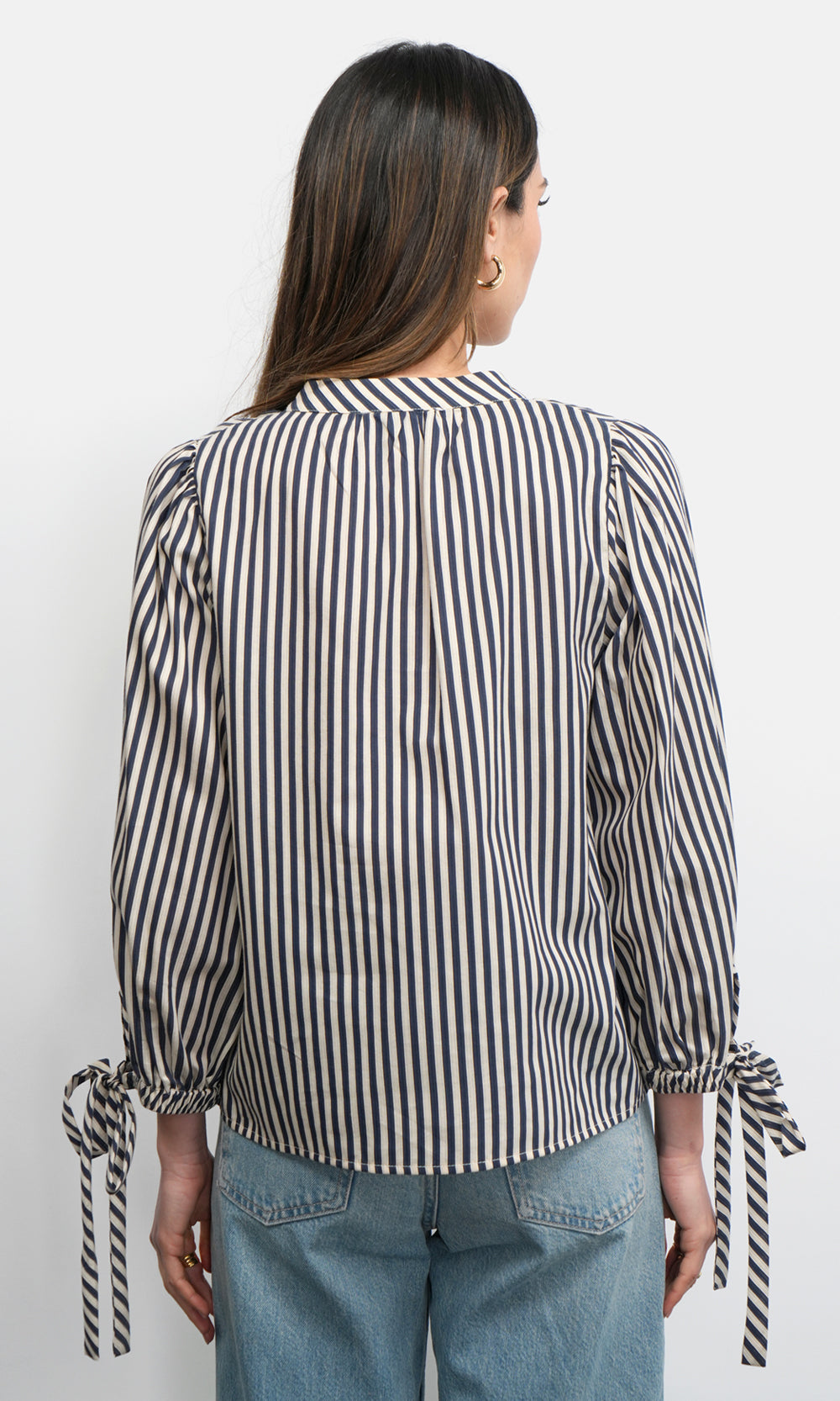 Miui Puff Sleeve Stripe Shirt