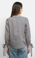 Miui Puff Sleeve Stripe Shirt