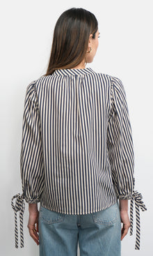 Miui Puff Sleeve Stripe Shirt
