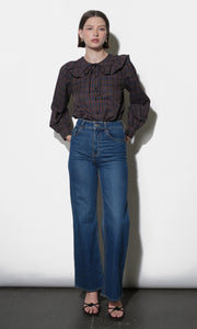 Krista Peter Pan Collar Plaid Blouse