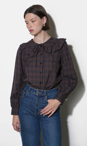 Krista Peter Pan Collar Plaid Blouse