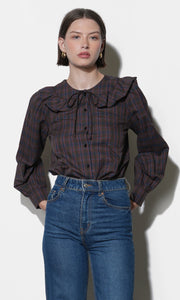 Krista Peter Pan Collar Plaid Blouse
