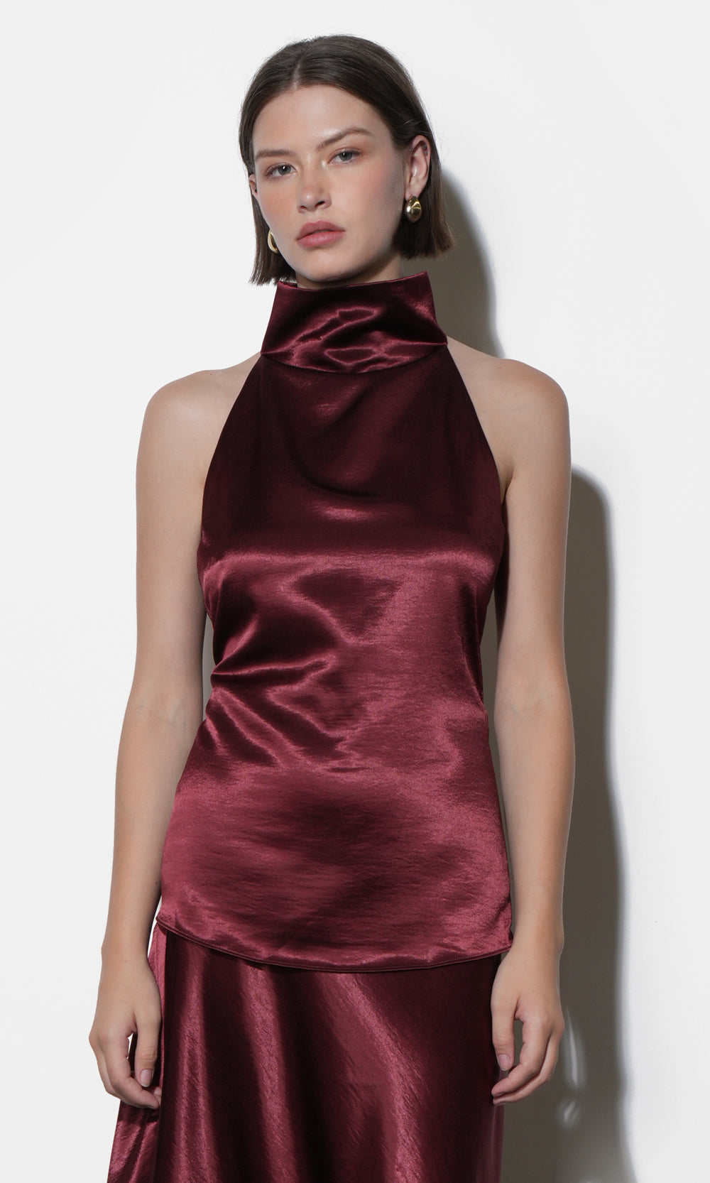 Addison Cowl Funnel Neck Halter Top