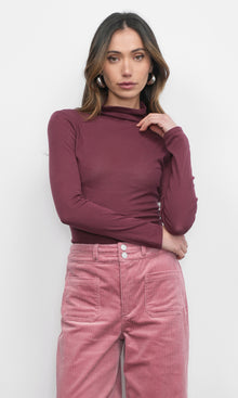 Astra High Neck Long Sleeve Sheer Knit Top