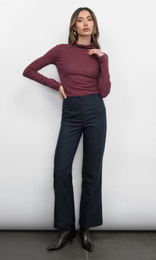 Astra High Neck Long Sleeve Sheer Knit Top