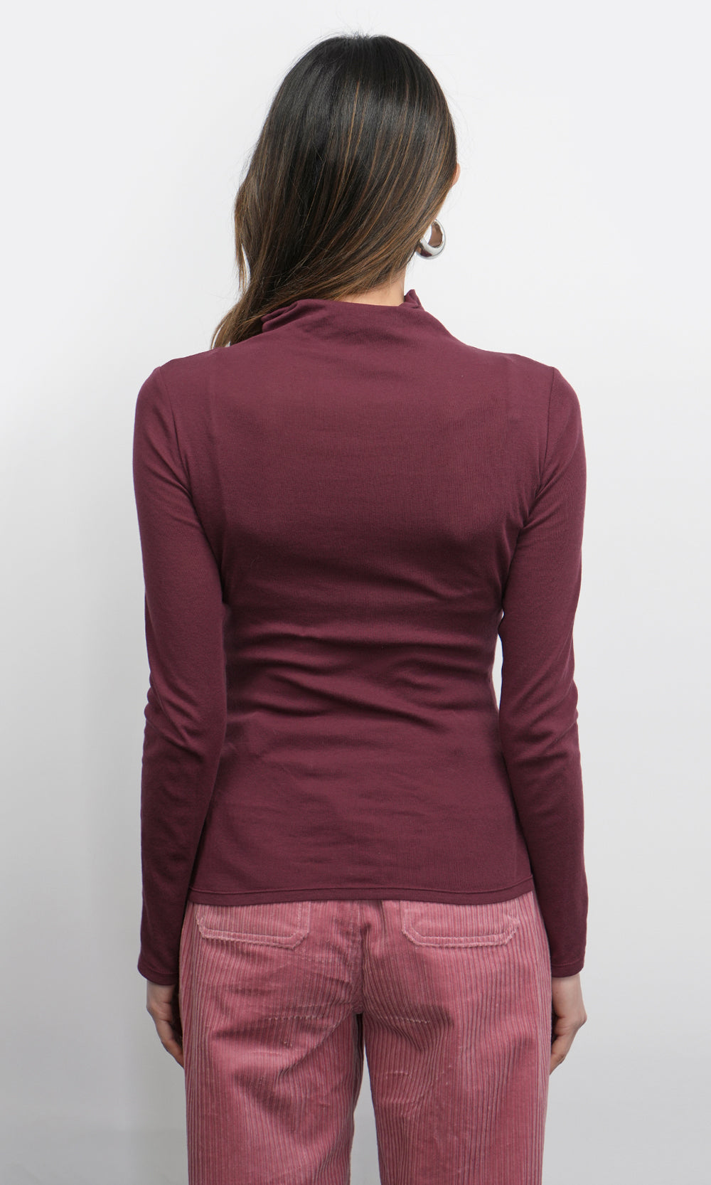 Astra High Neck Long Sleeve Sheer Knit Top