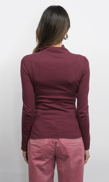 Astra High Neck Long Sleeve Sheer Knit Top