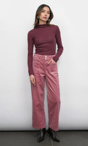 Astra High Neck Long Sleeve Sheer Knit Top