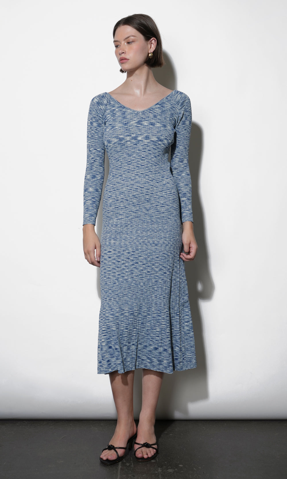 Greylin Navy Harper Off Shoulder Knit Sweater Midi Dress Navy / L Greylin Navy Harper Off Shoulder Knit Sweater Midi Dress Navy / L