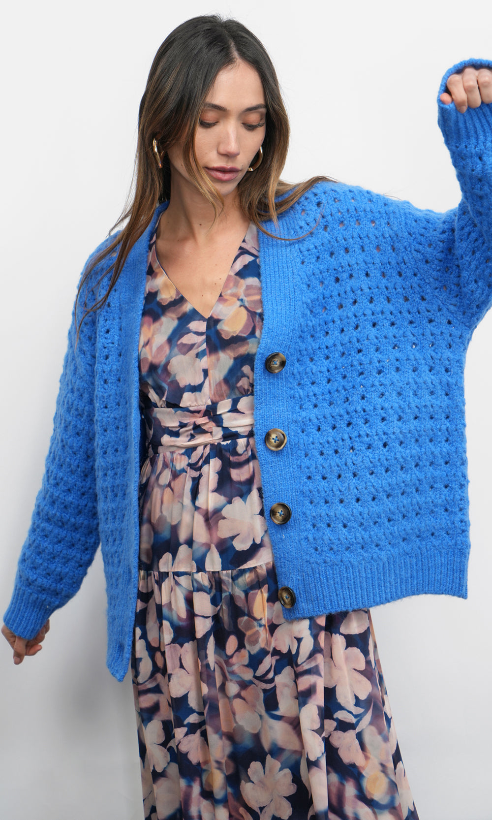 Hudson Oversized Crochet Knit Cardigan | Greylin Collection