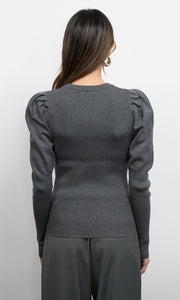 Renoa Puff Sleeve Ribbed Knit Top