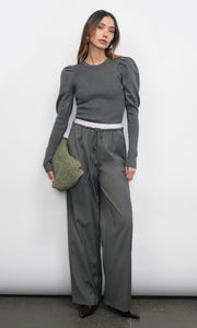 Renoa Puff Sleeve Ribbed Knit Top