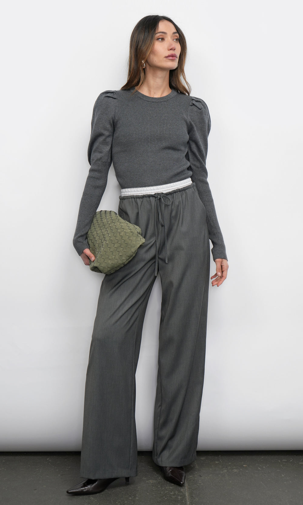 Renoa Puff Sleeve Ribbed Knit Top