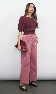 Hallie Cable Knit Puff Sleeve Sweater Top