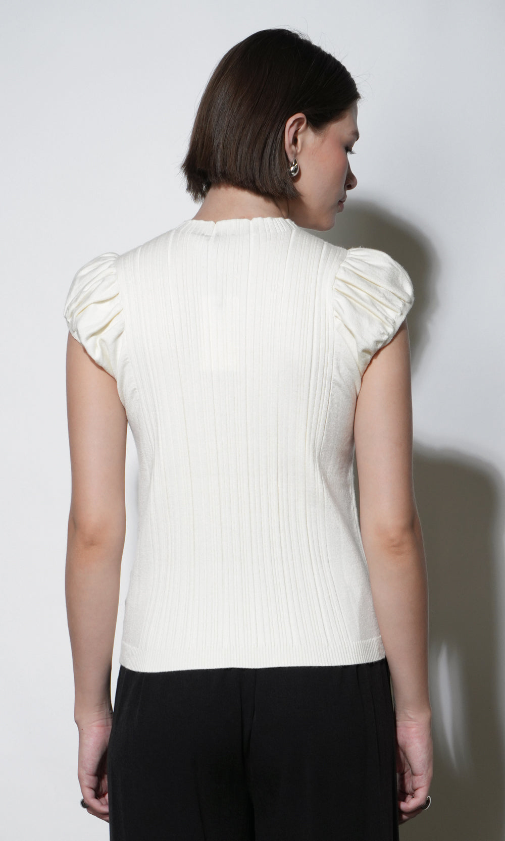 Austen Puff Cap Sleeve Rib Knit Top