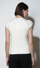Austen Puff Cap Sleeve Rib Knit Top
