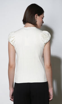 Austen Puff Cap Sleeve Rib Knit Top