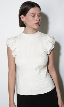 Austen Puff Cap Sleeve Rib Knit Top