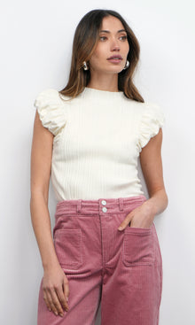 Austen Puff Cap Sleeve Rib Knit Top