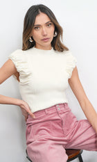 Austen Puff Cap Sleeve Rib Knit Top