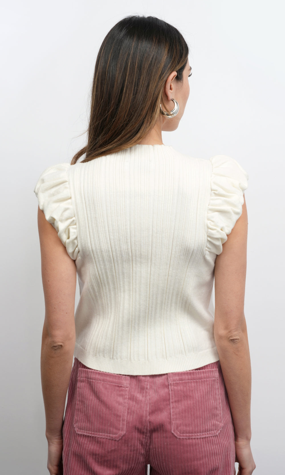 Austen Puff Cap Sleeve Rib Knit Top