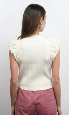 Austen Puff Cap Sleeve Rib Knit Top