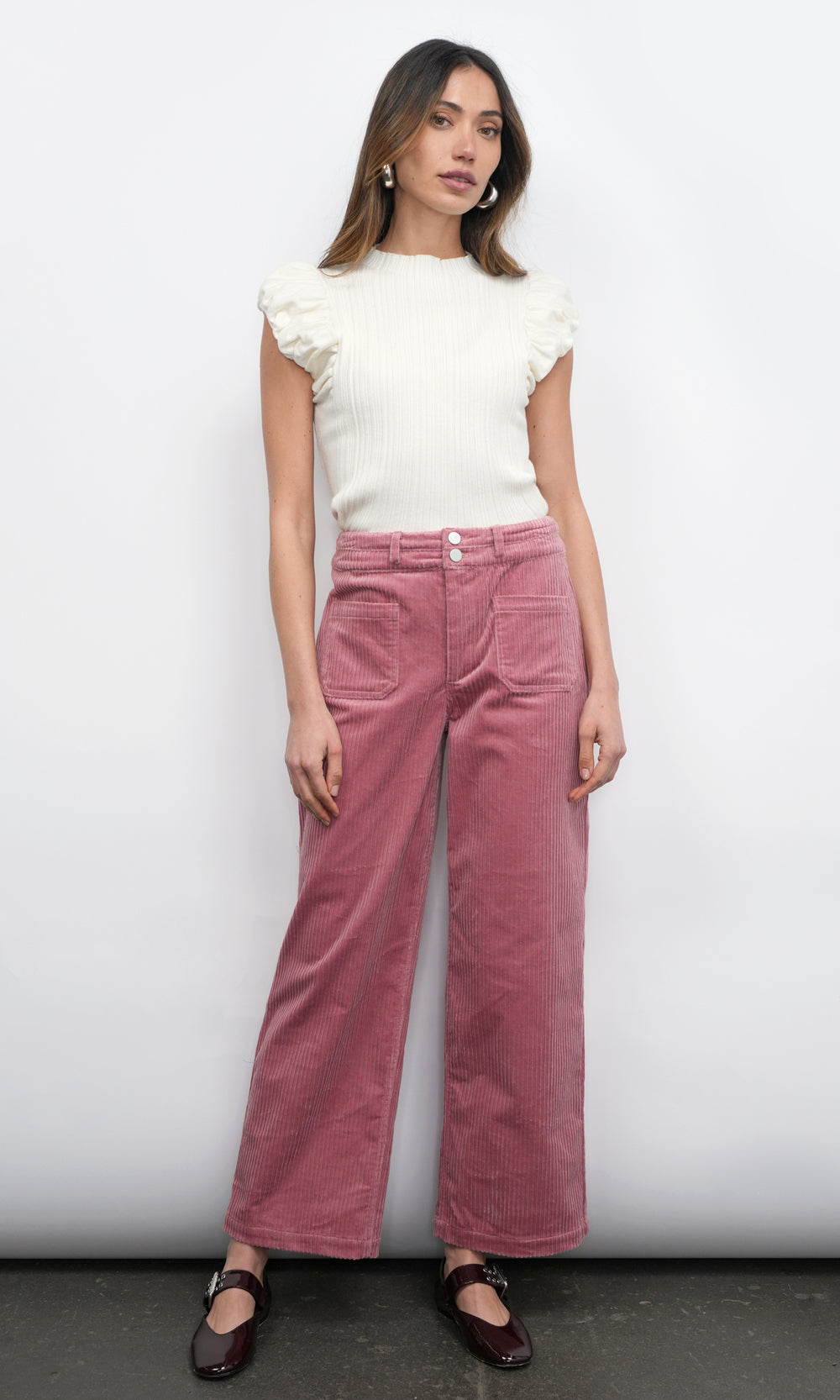 Austen Puff Cap Sleeve Rib Knit Top