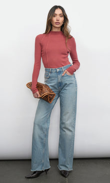 Bellamy Exposed Stitch Mock Neck Top