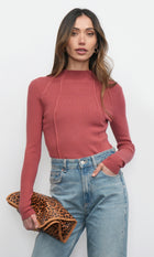 Bellamy Exposed Stitch Mock Neck Top