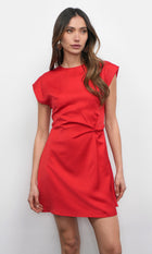Watson Dolman Sleeve Satin Side Twist Mini Dress