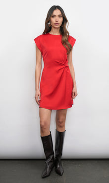 Watson Dolman Sleeve Satin Side Twist Mini Dress