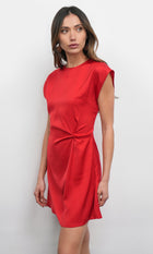 Watson Dolman Sleeve Satin Side Twist Mini Dress