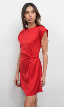 Watson Dolman Sleeve Satin Side Twist Mini Dress