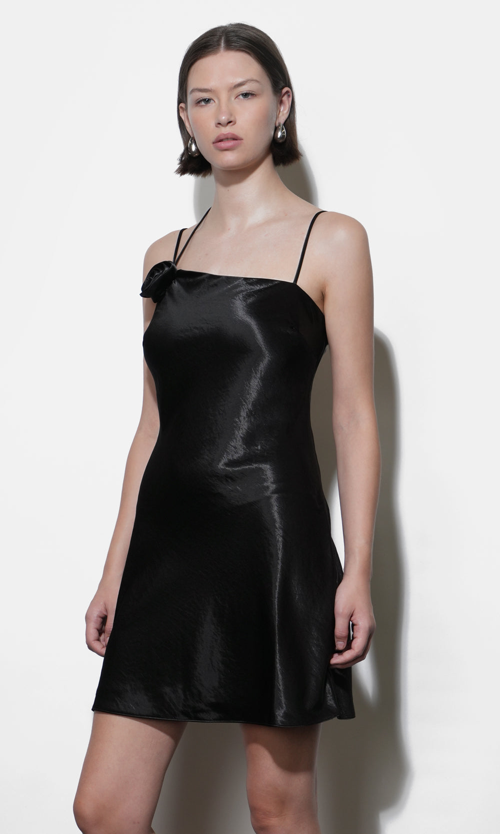 Floris Rosette One Shoulder Mini Dress | Greylin Collection M / Black Floris Rosette One Shoulder Mini Dress | Greylin Collection M / Black