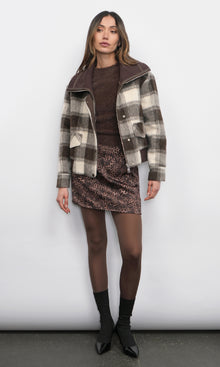 Lennox Plaid Jacket With Knit Oversized Collar