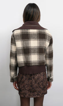 Lennox Plaid Jacket With Knit Oversized Collar