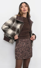 Lennox Plaid Jacket With Knit Oversized Collar