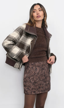 Lennox Plaid Jacket With Knit Oversized Collar