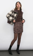 Lennox Plaid Jacket With Knit Oversized Collar